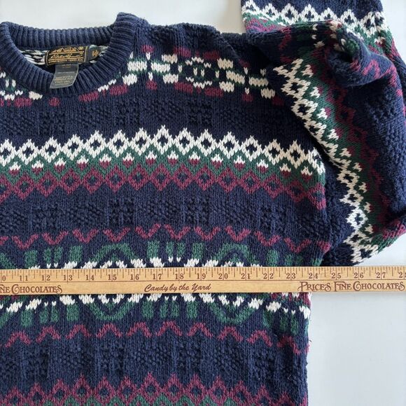 VTG Eddie Bauer Fair Isle Sweater Mens L Grandpa Fisherman Cozy Hygge Made in US - Picture 7 of 10